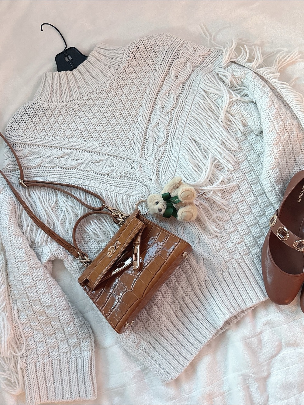 ASOS Design Cream Fringe Mockneck Sweater 6